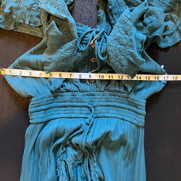 Free People Dancing on Air Maxi Dress in Sunken City(Turquoise) size Small EUC - Picture 15 of 17
